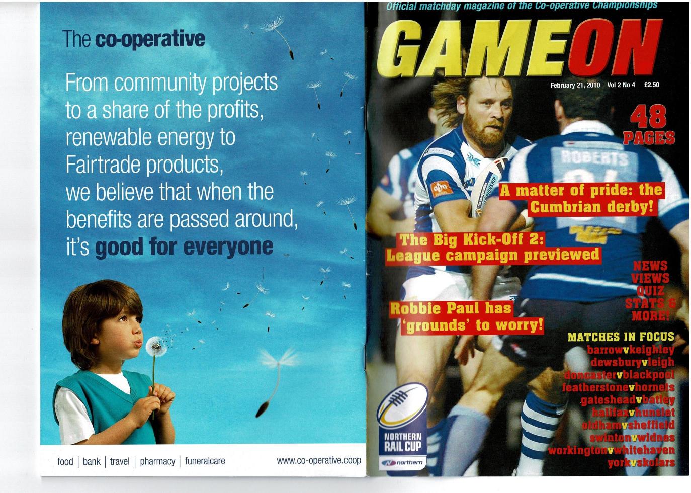 Programme cover: Oldham v Sheffield Eagles, 22 February 2010