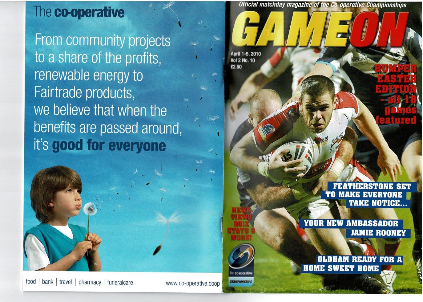 Programme cover: Oldham v Workington Town, 5 April 2010