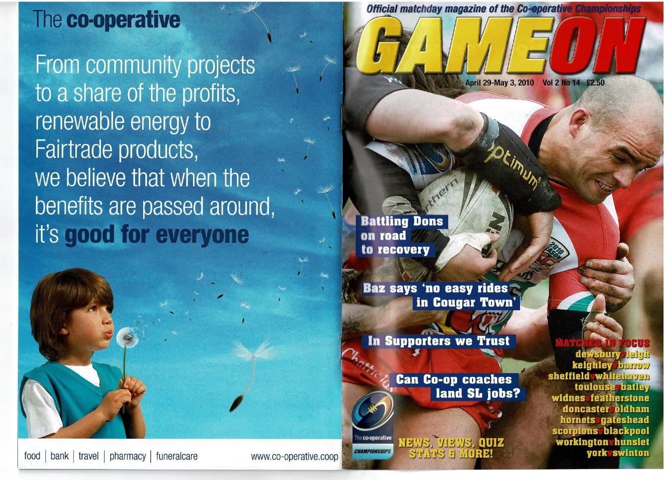 Programme cover: Oldham v Doncaster Dragons, 3 May 2010