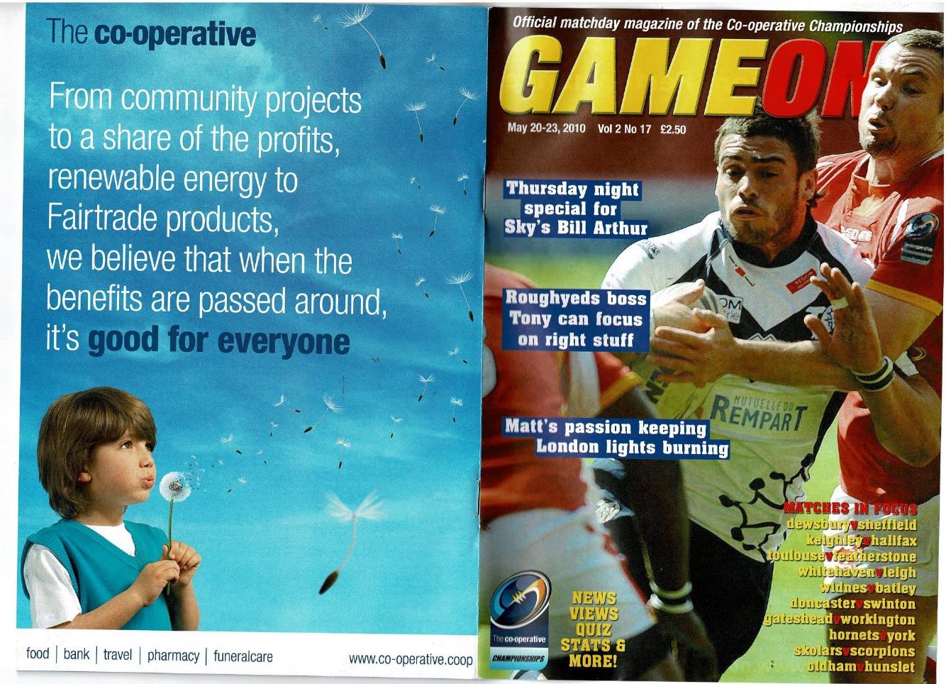 Programme cover: Oldham v Hunslet Hawks, 23 May 2010