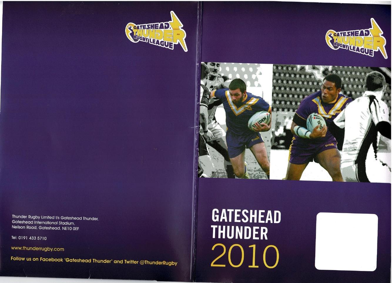 Programme cover: Oldham v Gateshead Thunder, 4 July 2010