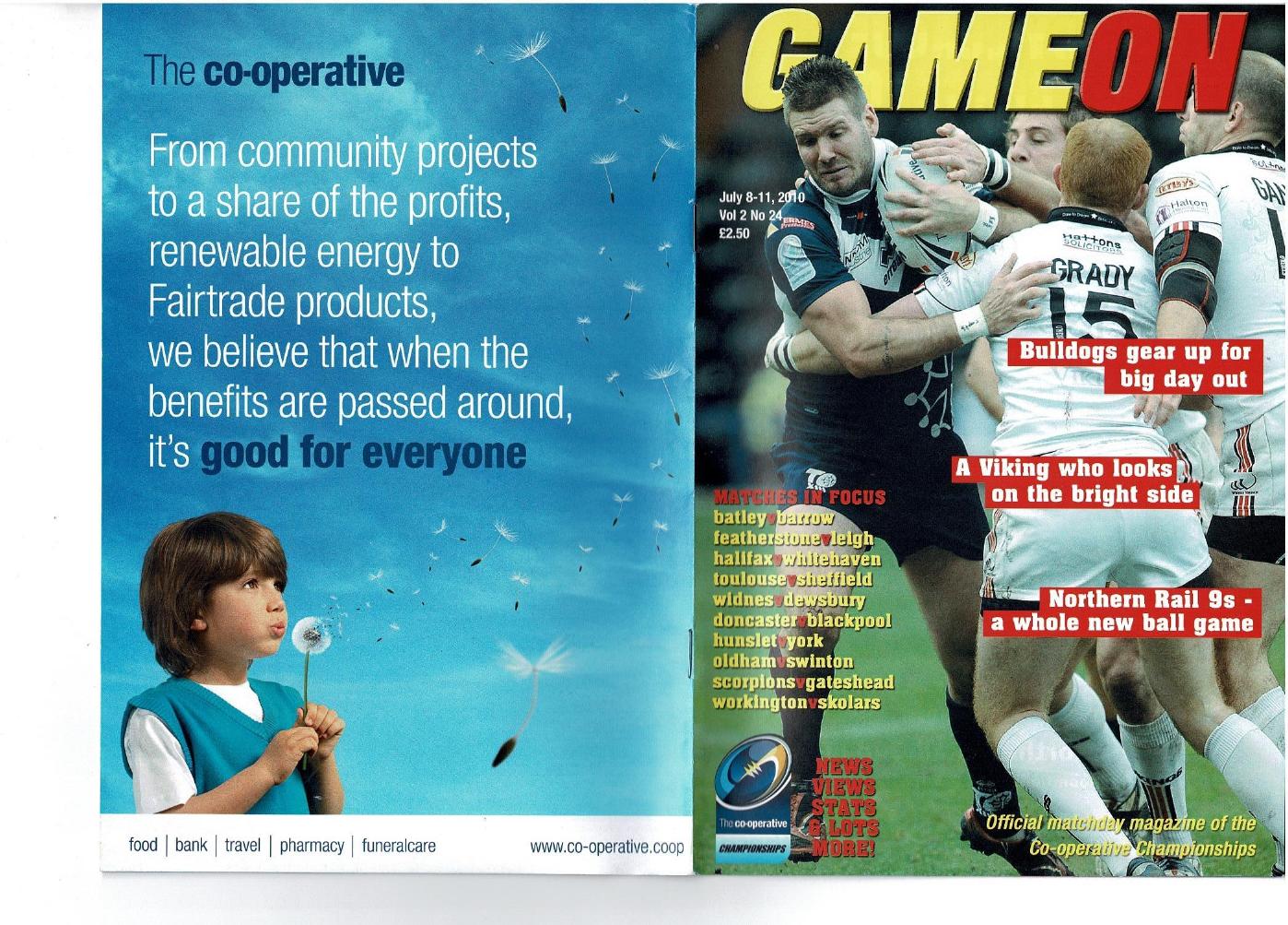 Programme cover: Oldham v Swinton Lions, 11 July 2010