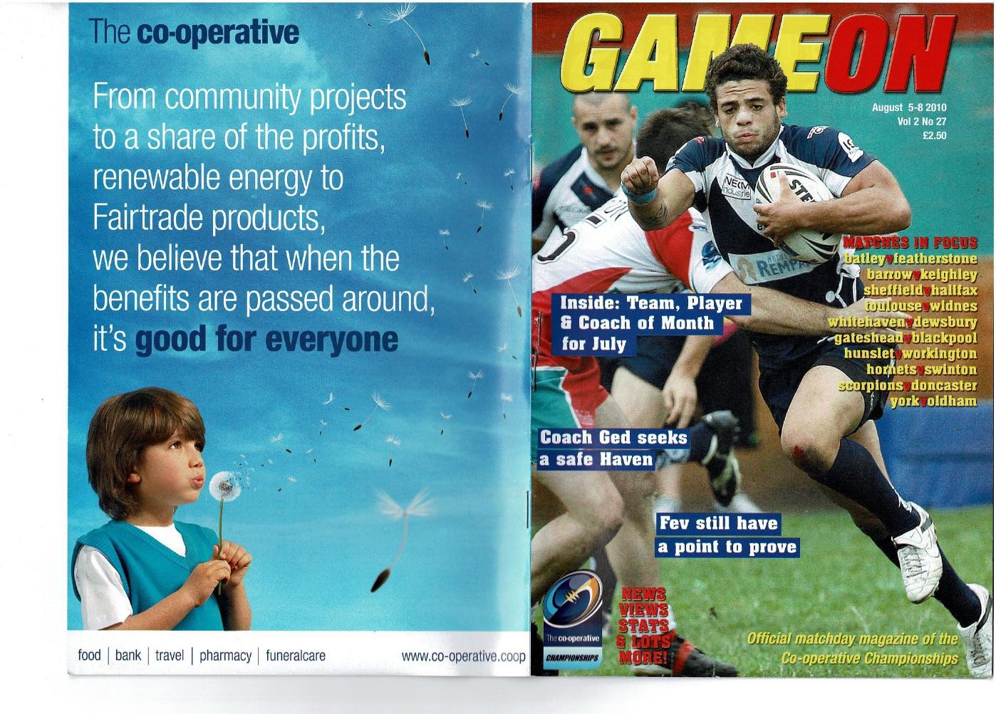 Programme cover: Oldham v York Knights, 8 August 2010