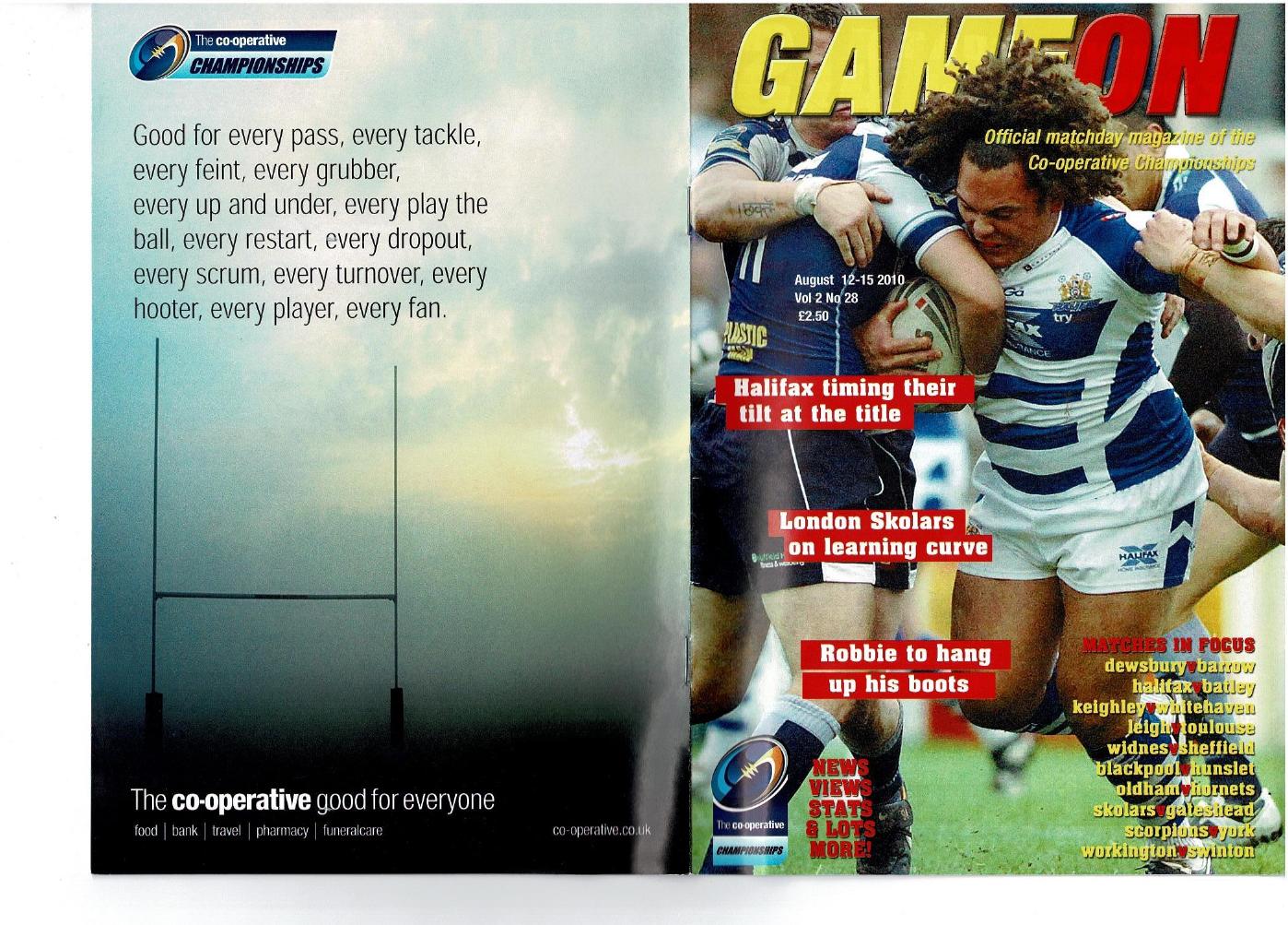 Programme cover: Oldham v Rochdale Hornets, 15 August 2010