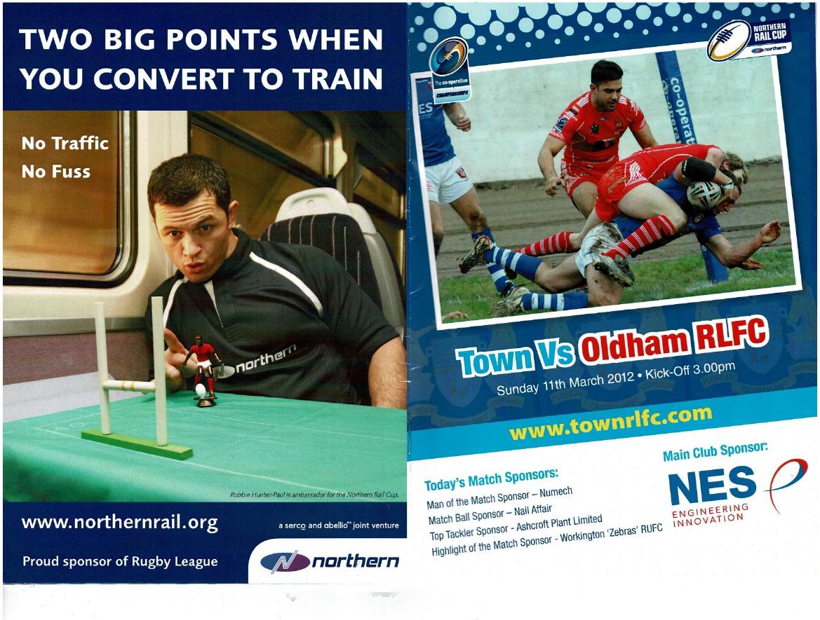 Programme cover: Oldham v Workington Town, 11 March 2012