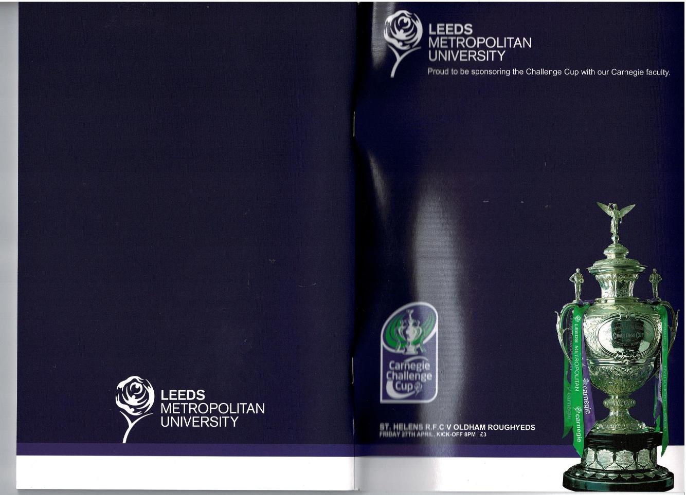 Programme cover: Oldham v St Helens, 27 April 2012