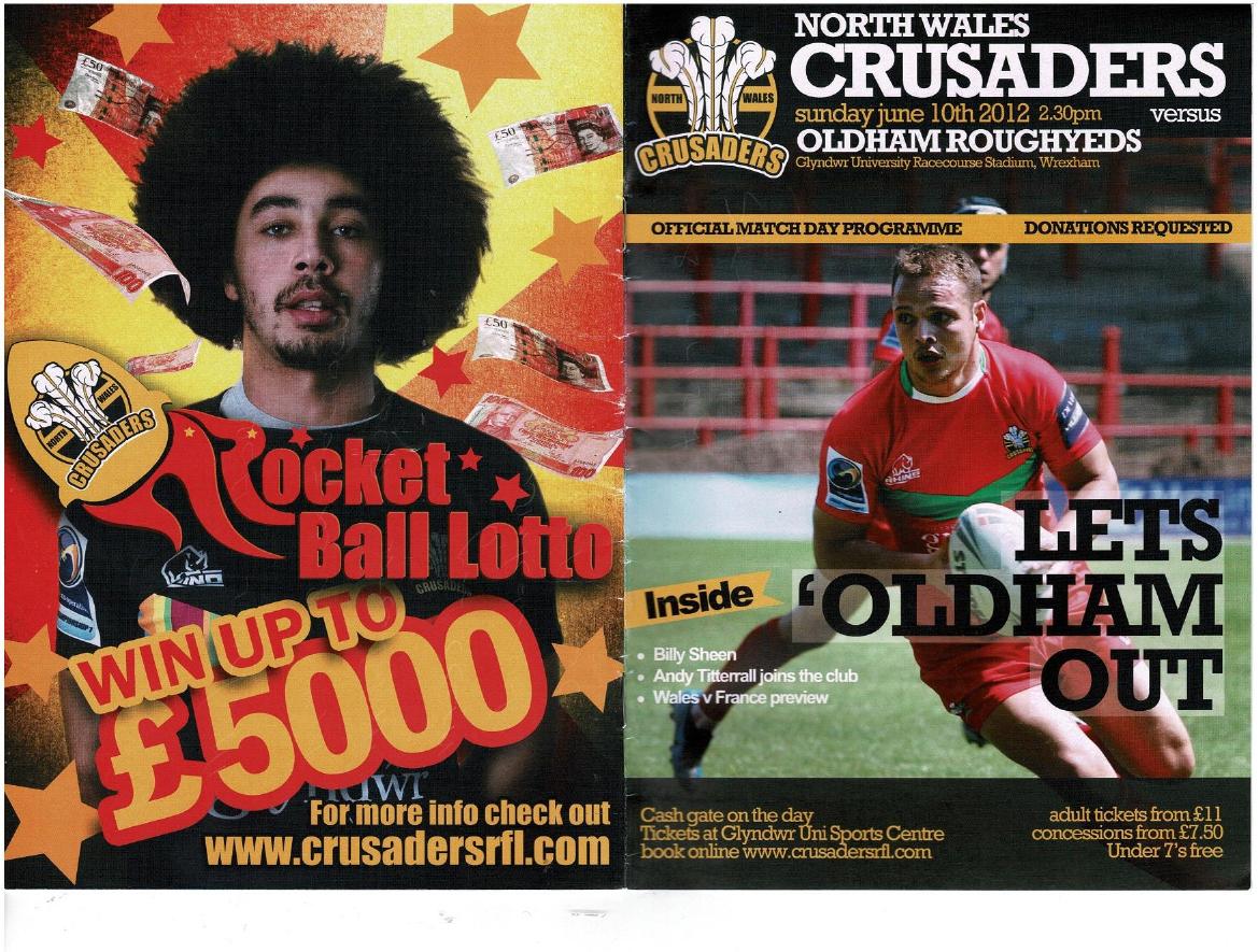 Programme cover: Oldham v North Wales Crusaders, 10 June 2012