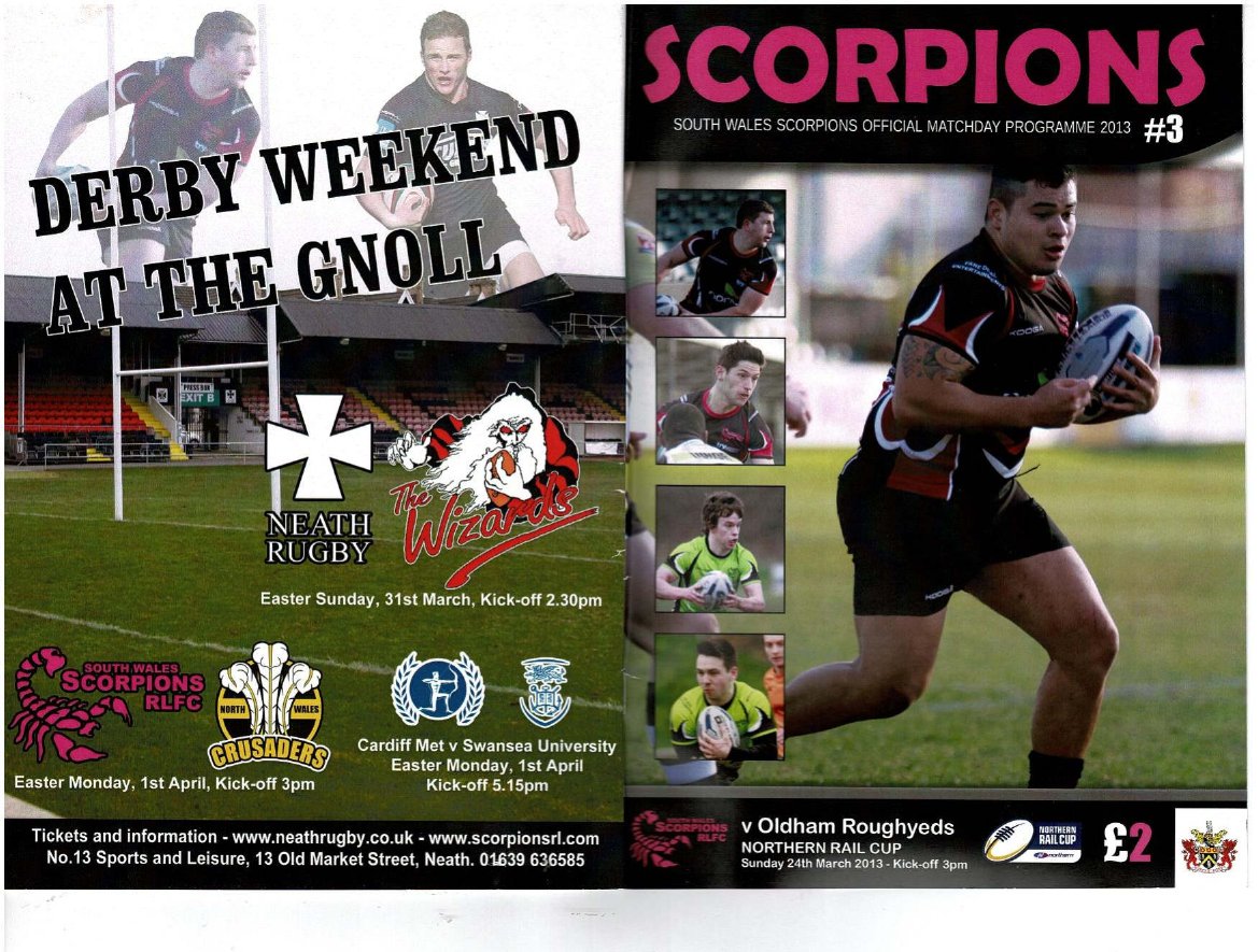 Programme cover: Oldham v South Wales Scorpions, 24 March 2013