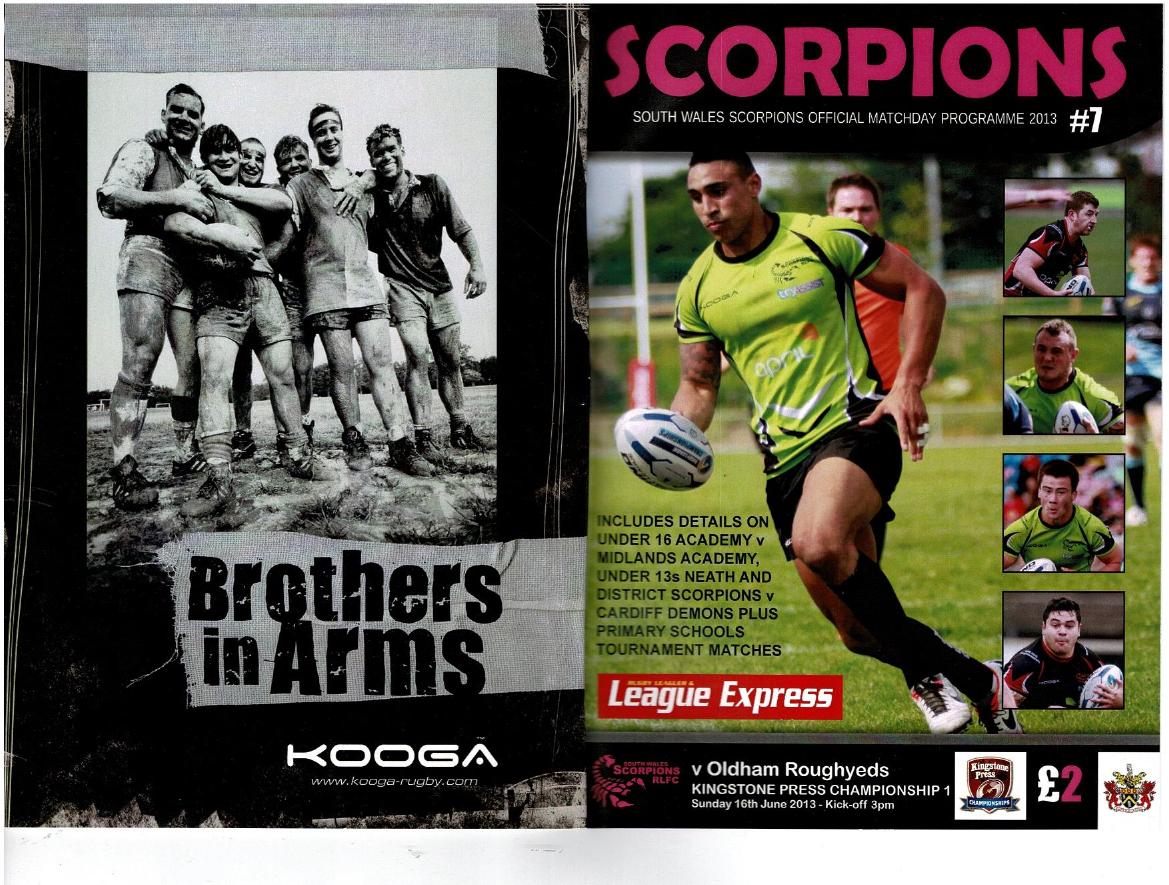 Programme cover: Oldham v South Wales Scorpions, 16 June 2013