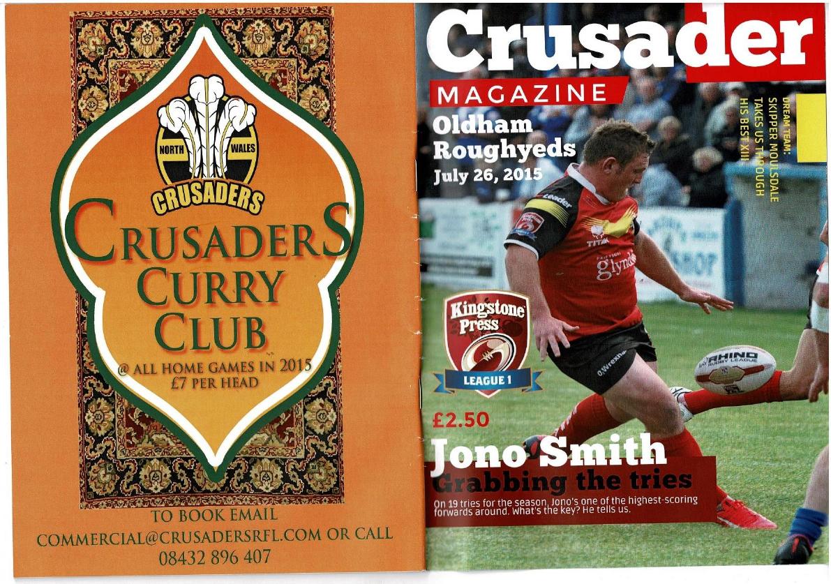 Programme cover: Oldham v North Wales Crusaders, 26 July 2015