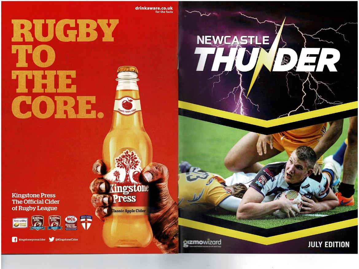 Programme cover: Oldham v Newcastle Thunder, 16 August 2015