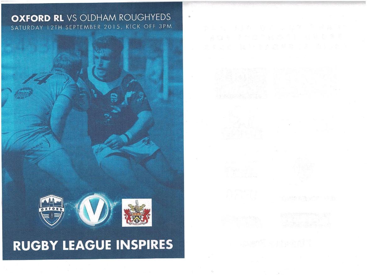 Programme cover: Oldham v Oxford, 12 September 2015