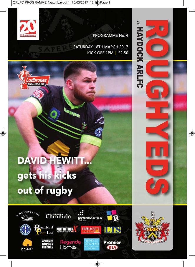Programme cover: Oldham v Haydock, 18 March 2017