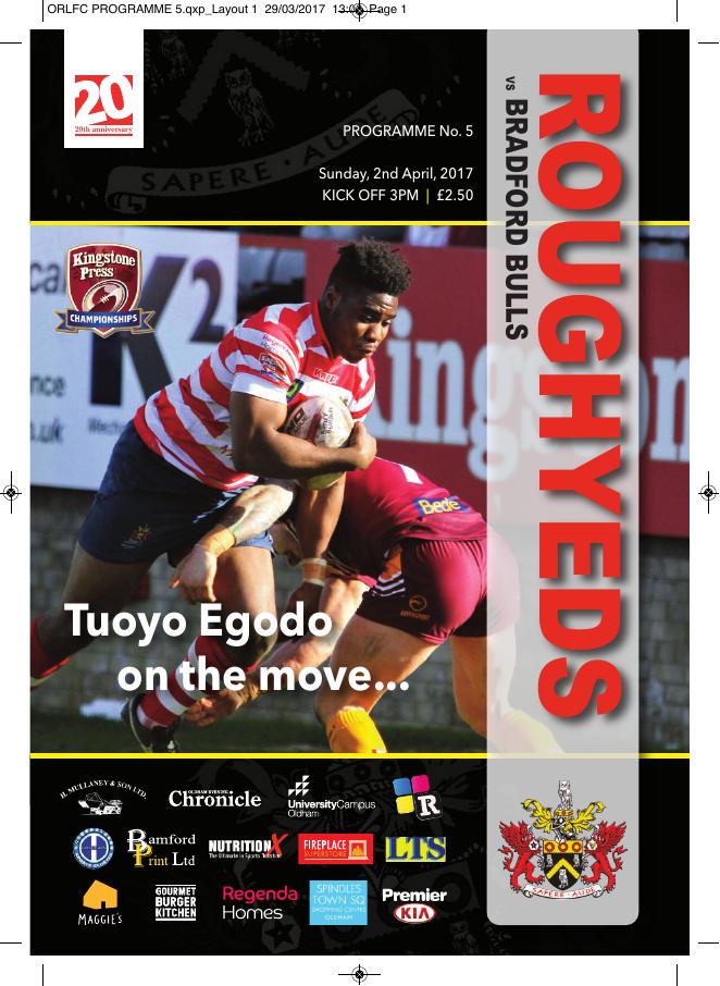 Programme cover: Oldham v Bradford Bulls, 2 April 2017
