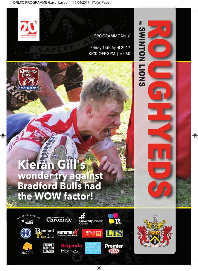 Programme cover: Oldham v Swinton Lions, 14 April 2017