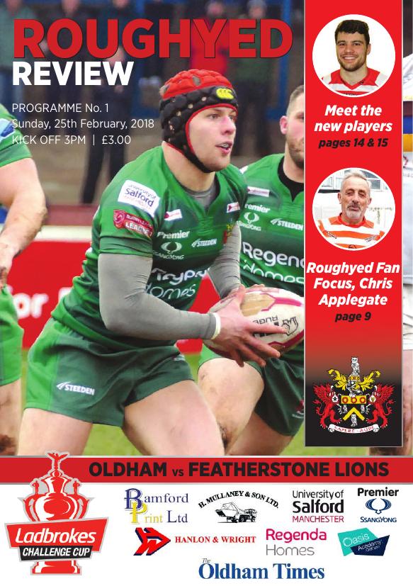 Programme cover: Oldham v Featherstone Lions, 25 February 2018