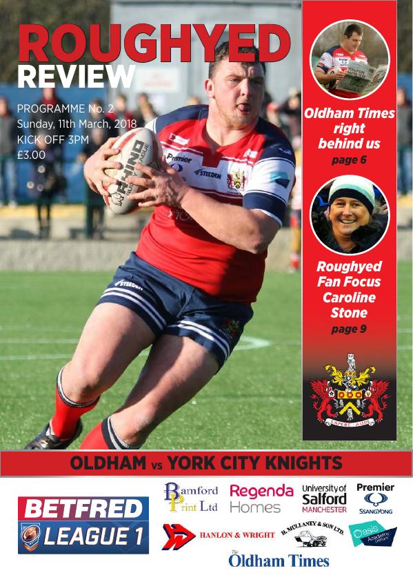Programme cover: Oldham v York Knights, 11 March 2018
