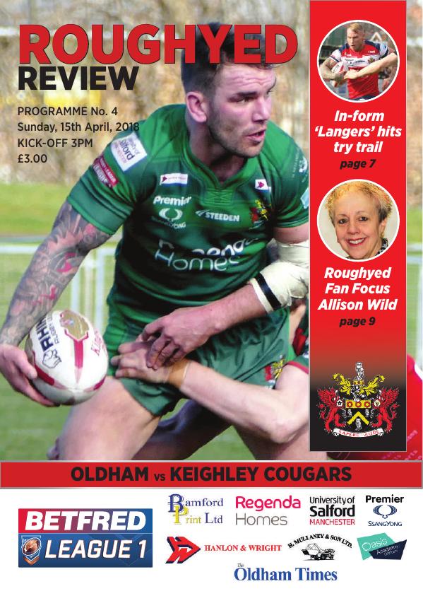Programme cover: Oldham v Keighley Cougars, 15 April 2018