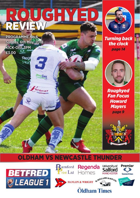 Programme cover: Oldham v Newcastle Thunder, 6 May 2018
