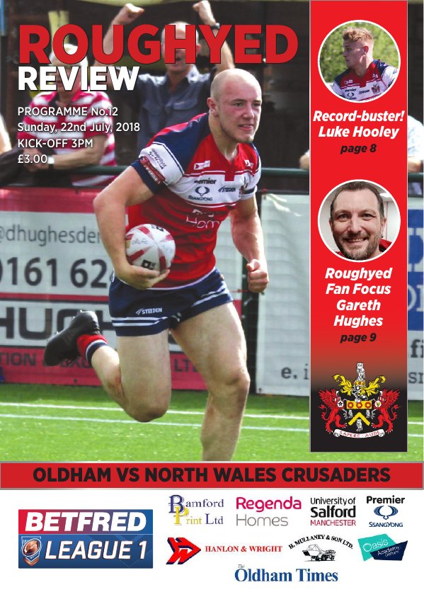 Programme cover: Oldham v North Wales Crusaders, 22 July 2018