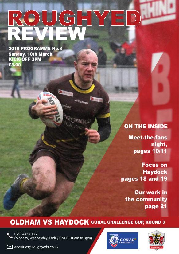 Programme cover: Oldham v Haydock, 10 March 2019