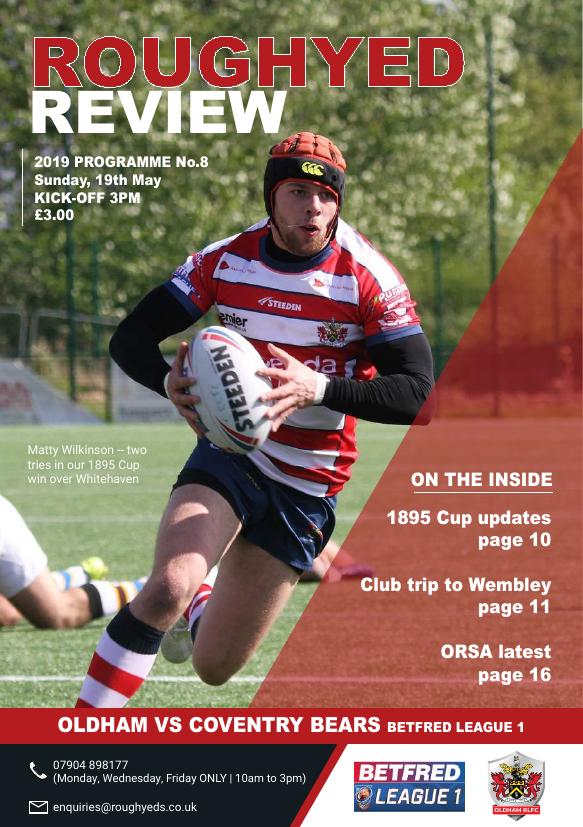 Programme cover: Oldham v Coventry Bears, 19 May 2019