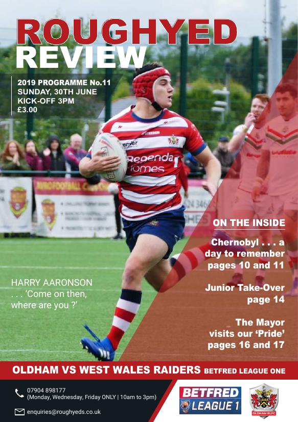 Programme cover: Oldham v West Wales Raiders, 30 June 2019