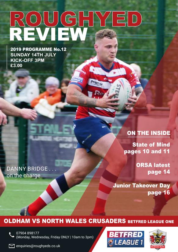 Programme cover: Oldham v North Wales Crusaders, 14 July 2019