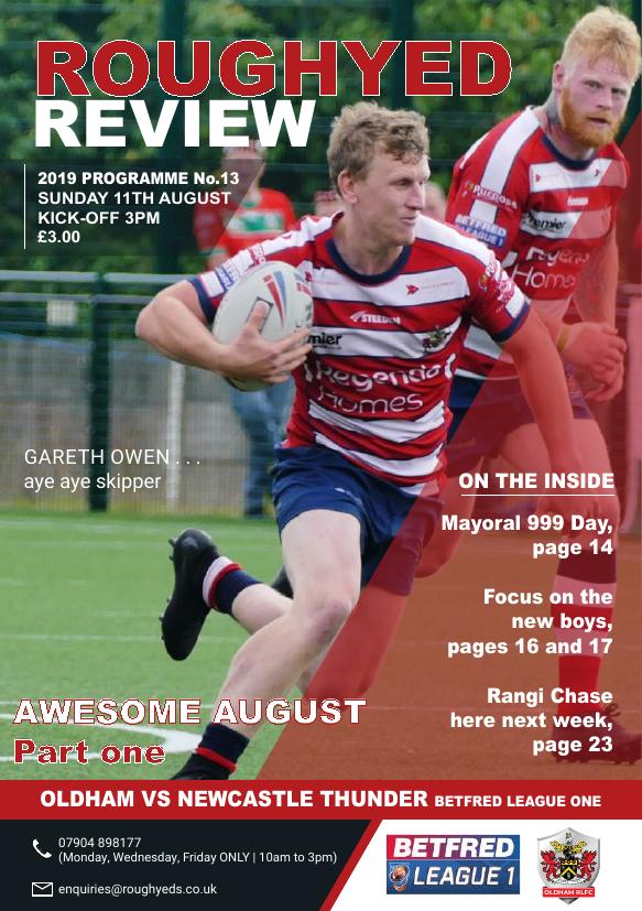 Programme cover: Oldham v Newcastle Thunder, 11 August 2019