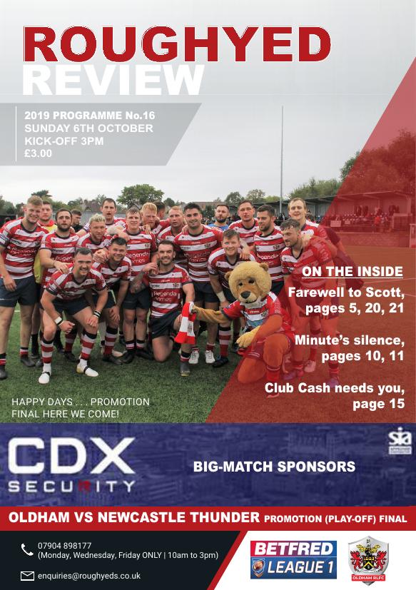 Programme cover: Oldham v Newcastle Thunder, 6 October 2019