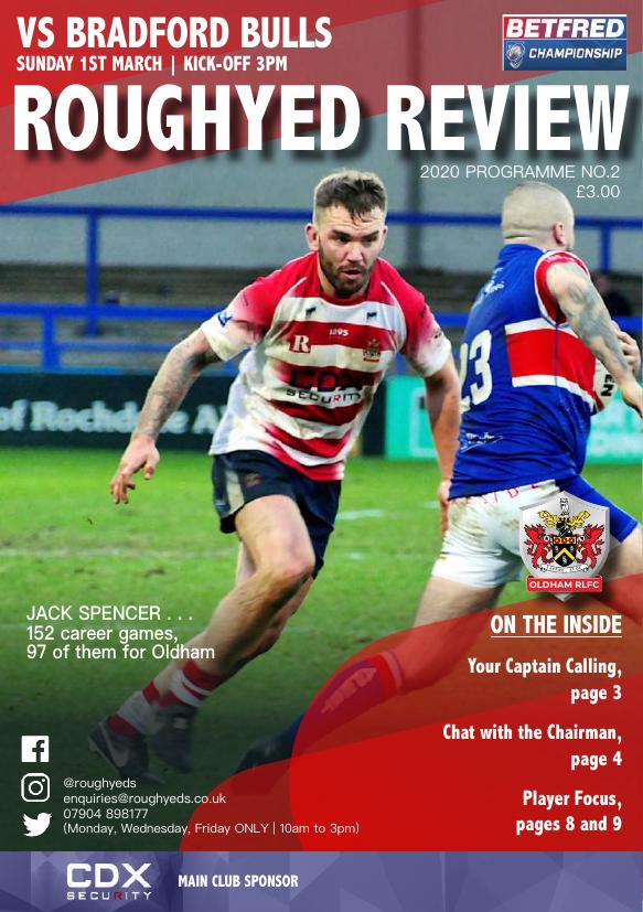 Programme cover: Oldham v Bradford Bulls, 1 March 2020