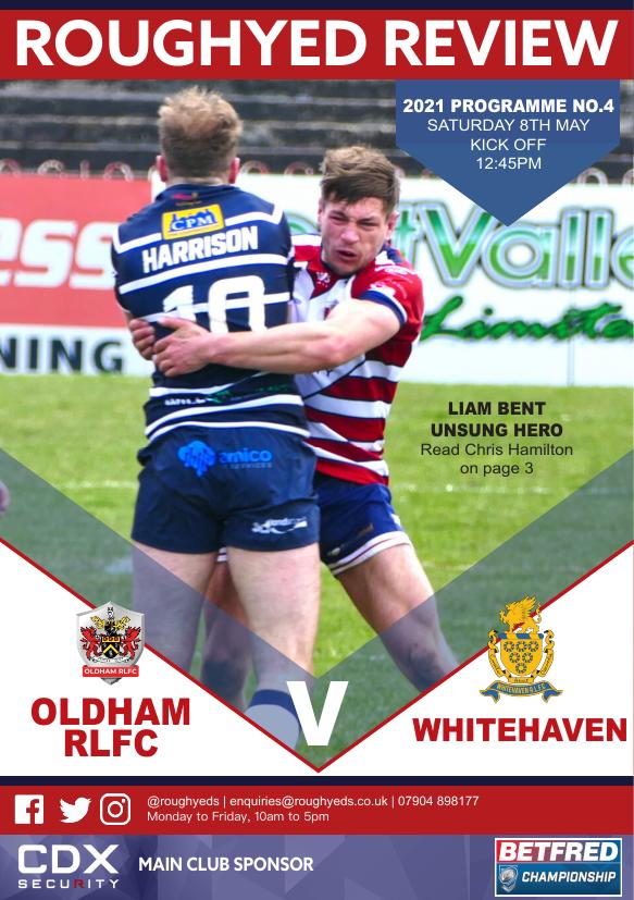 Programme cover: Oldham v Whitehaven, 8 May 2021
