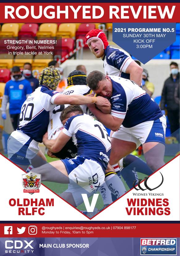 Programme cover: Oldham v Widnes Vikings, 30 May 2021
