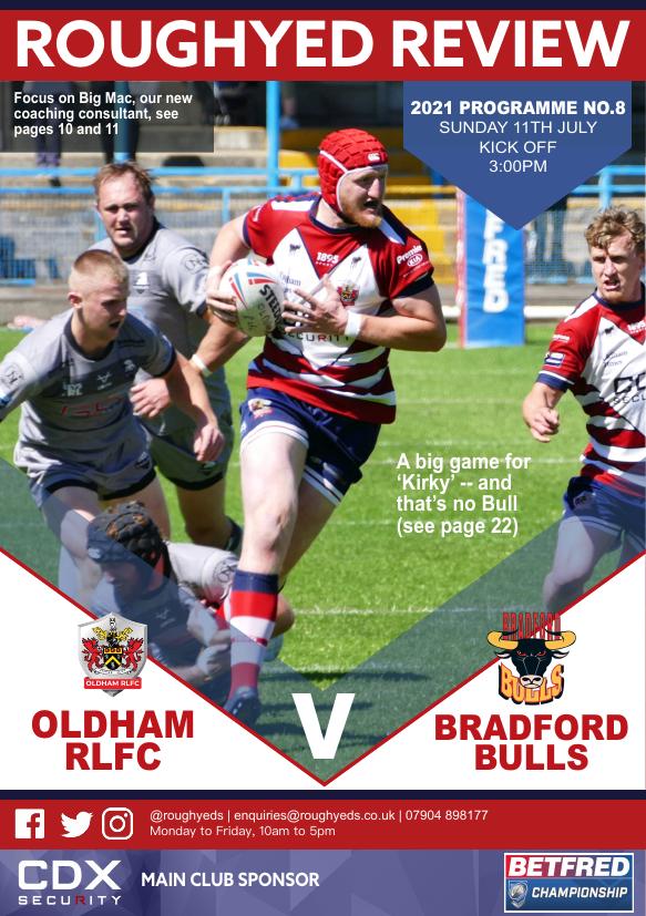 Programme cover: Oldham v Bradford Bulls, 11 July 2021