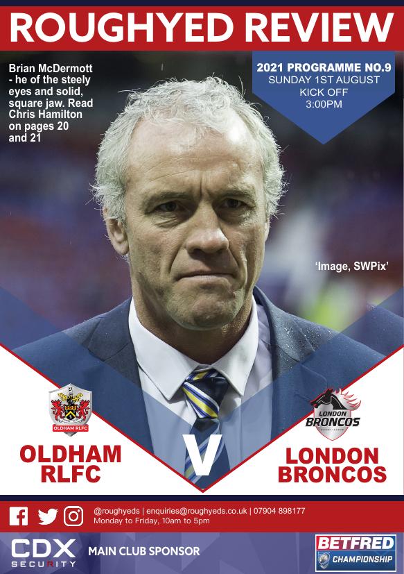 Programme cover: Oldham v London Broncos, 1 August 2021