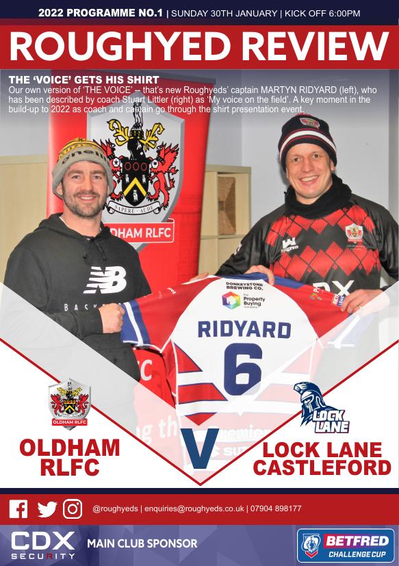 Programme cover: Oldham v Lock Lane ARLFC, 30 January 2022