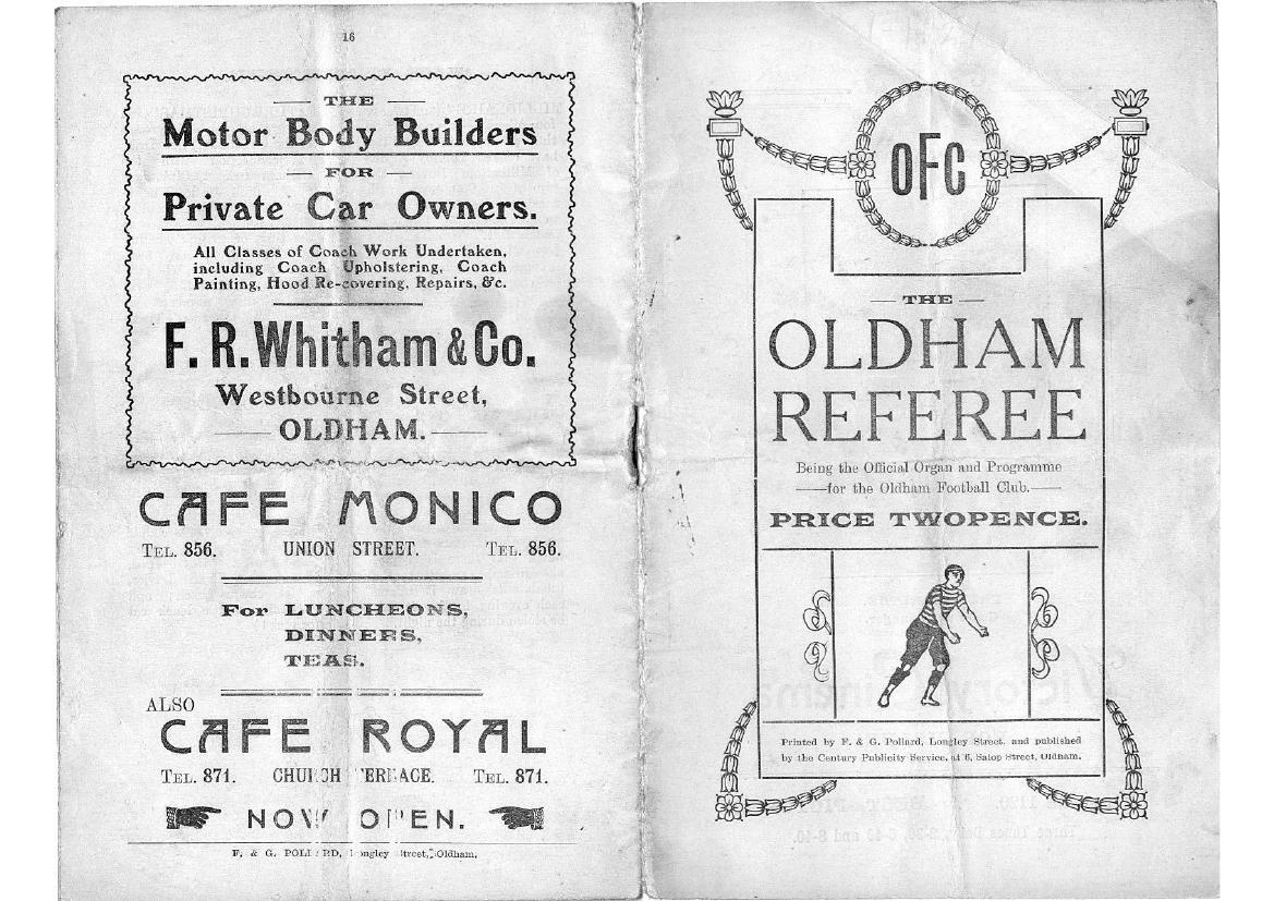 Programme cover: Oldham v Warrington, 1 January 1921