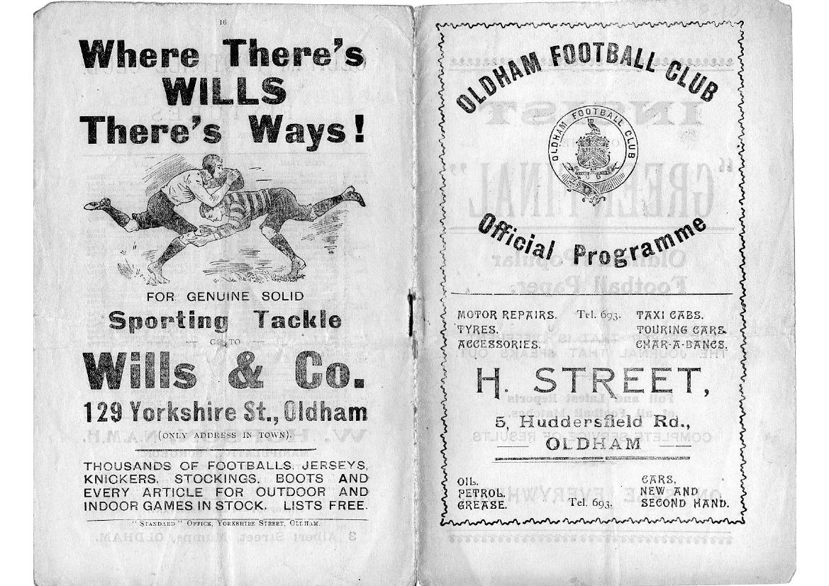 Programme cover: Oldham v Salford, 8 October 1921