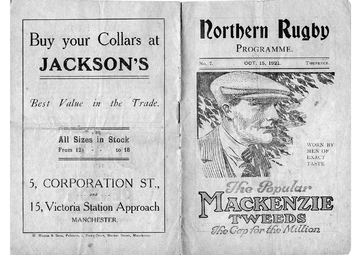 Programme cover: Oldham v St Helens Recs, 15 October 1921