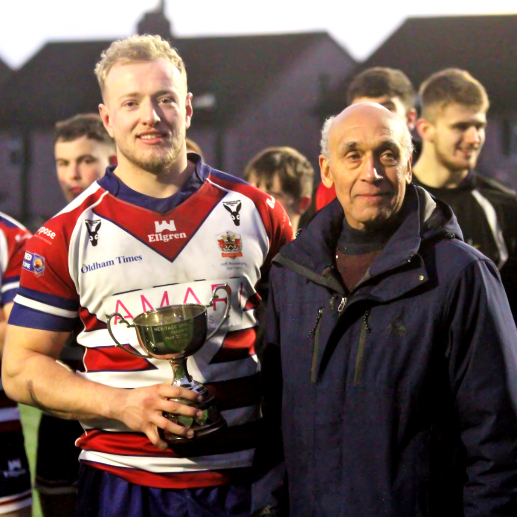 Deane Meadows receiving the Heritage Trust Trophy in 2023